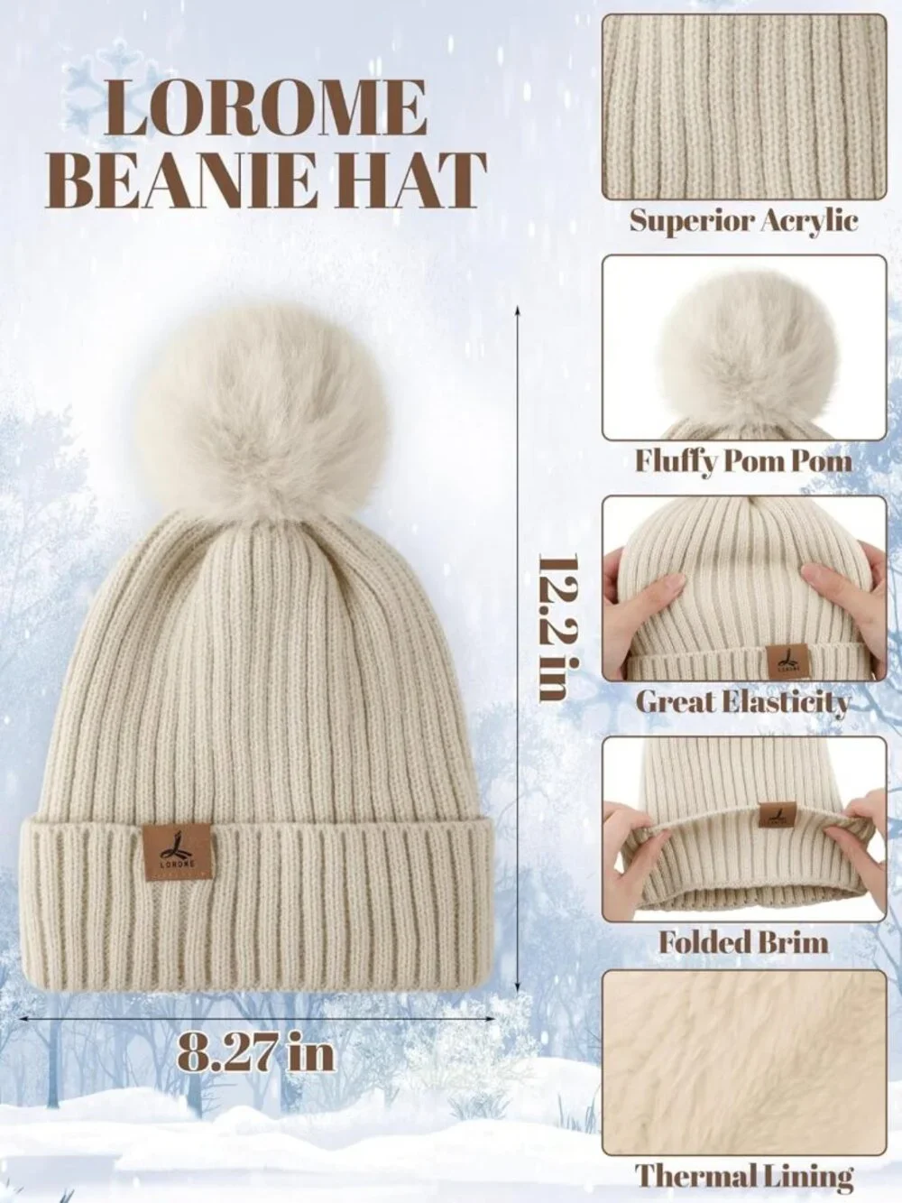 Cozy Winter Beanie, Scarf & Gloves Set - Fleece-Lined, Pompom Hat, Touchscreen